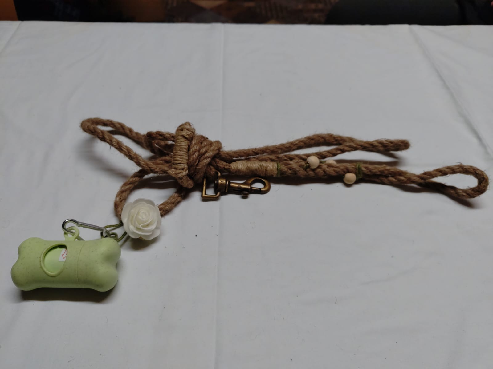 laisse chanvre naturel porte sac